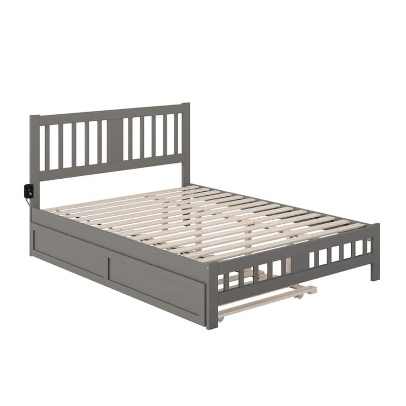 Tahoe Queen Bed with Footboard and Twin XL Trundle in Grey