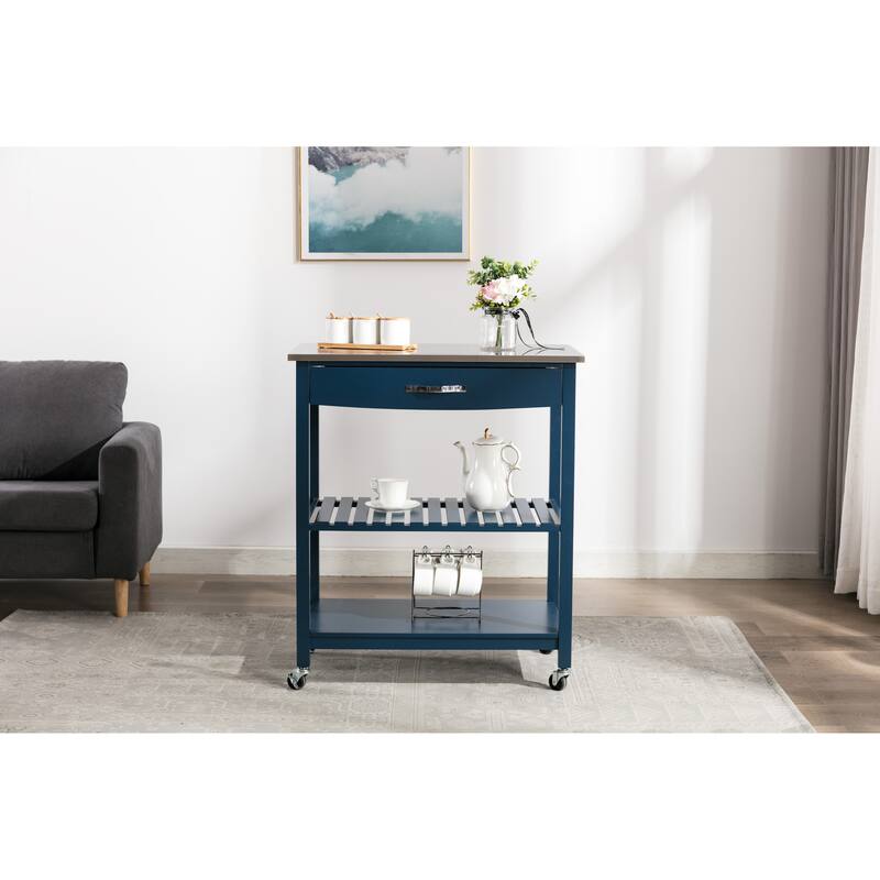 Holland Kitchen Cart With Stainless Steel Top
