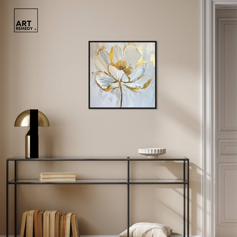 Art Remedy Gold Magnolia II Framed Floral Fine 1 Piece Canvas Wall Art
