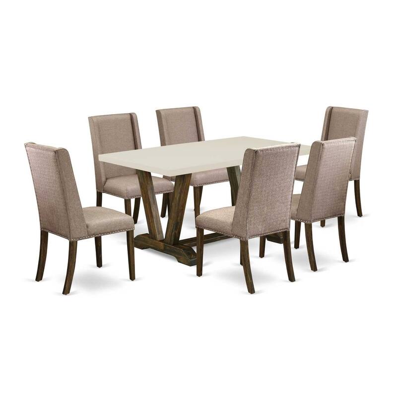 Small Dining Table Set with 6 Chairs - Vintage Kitchen Table Set - Solid Wood Dining Room Furniture - 60