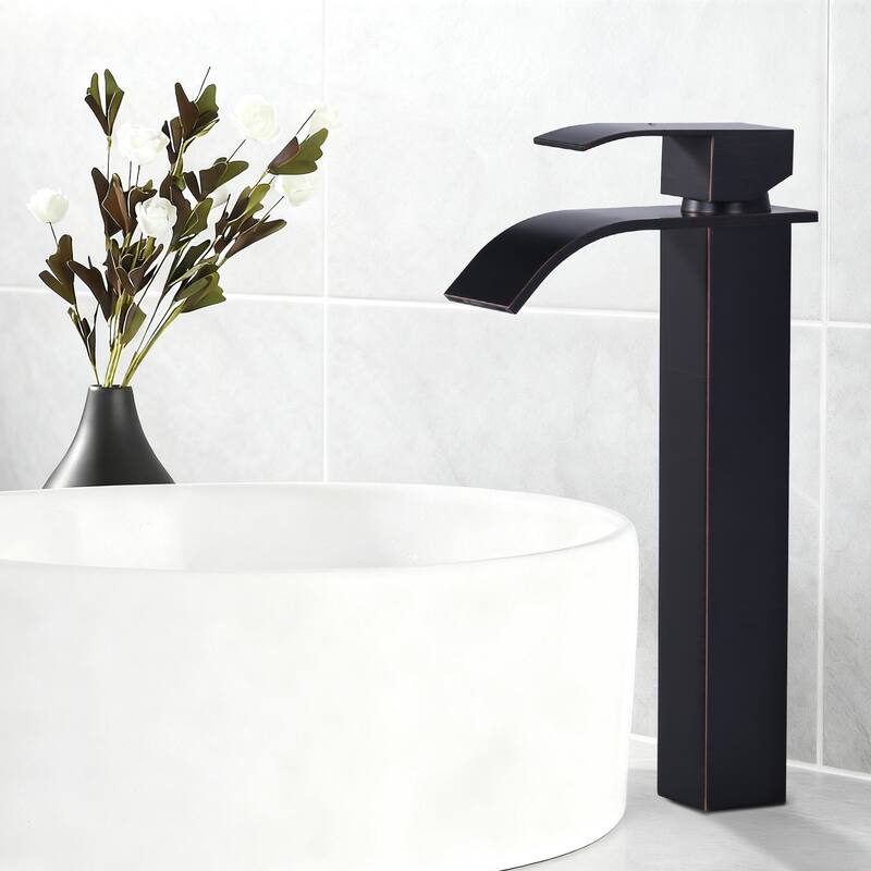 WOWOW Single Handle Single Hole Waterfall Bathroom Vessel Faucet