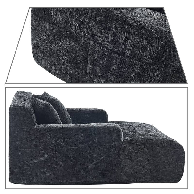 Classic Minimalist Frameless Chenille Fabric Upholstered Lazy Sofa Chair Leisure Chaise
