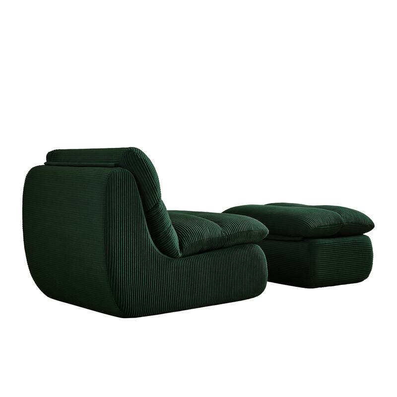 34" Modern Single Sofa Upholstered Sponge Couch with Ottoman for Small Space