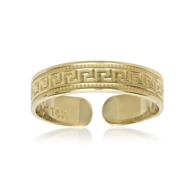 14 karat Yellow Gold Greek Key Adjustable Toe Ring - Orange