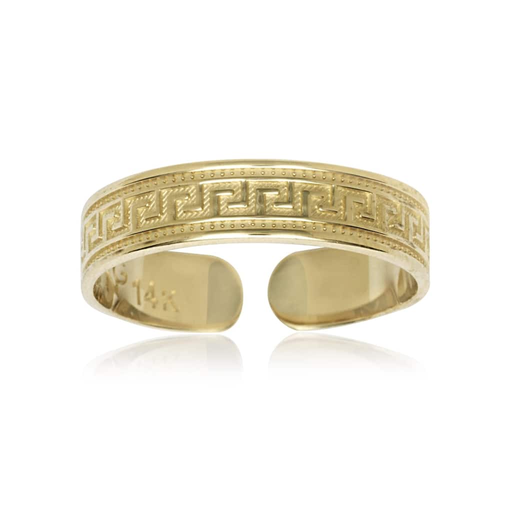 14 karat Yellow Gold Greek Key Adjustable Toe Ring - Orange