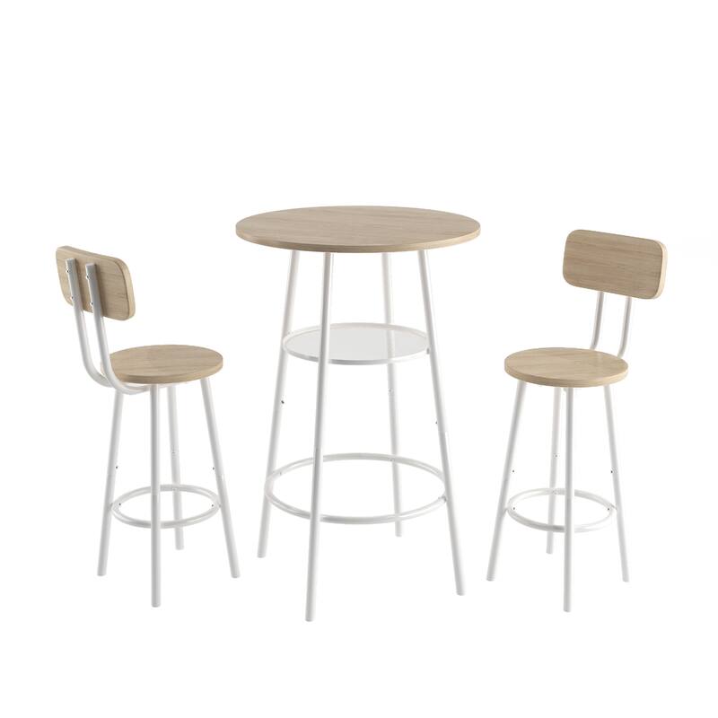 3-Piece Counter Height Table Set with 2 Stools, Bistro Table Set