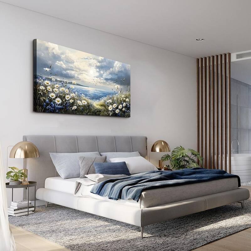 Blue Mediterranean Garden Landscape Painting