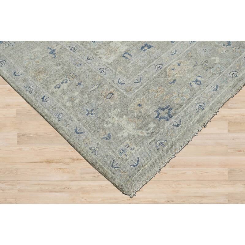 Hand Knotted Afghan Oushak Wool Traditional Oriental Area Rug Gray