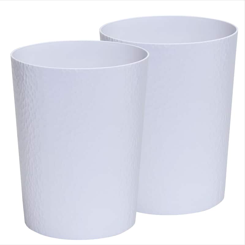 Bath Bliss Hammered Textured Trash Can - White - 2 PK