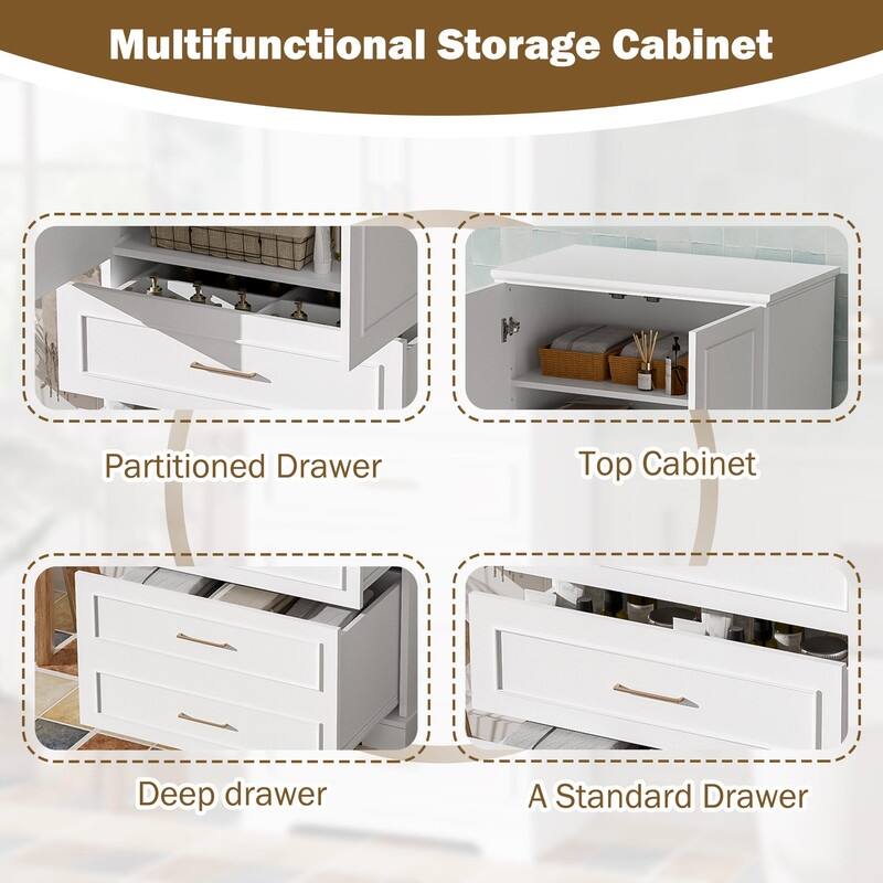 Modern 72.2"H Freestanding Bathroom Cabinet with Adjustable Shelves and Soft-Close Doors for Organized Storage