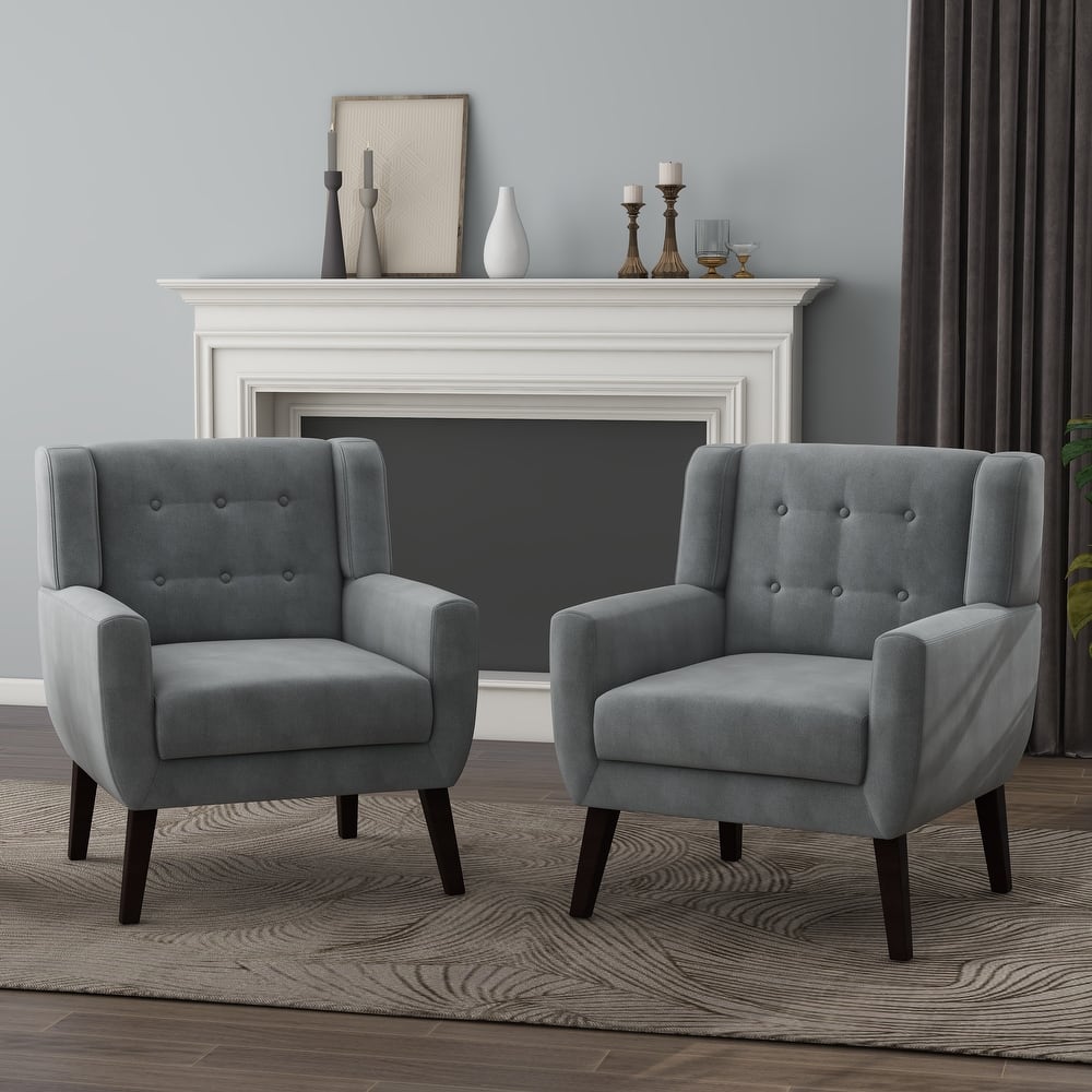 Velvet Upholstered Armchair Tufted Accent Chairs Set of 2