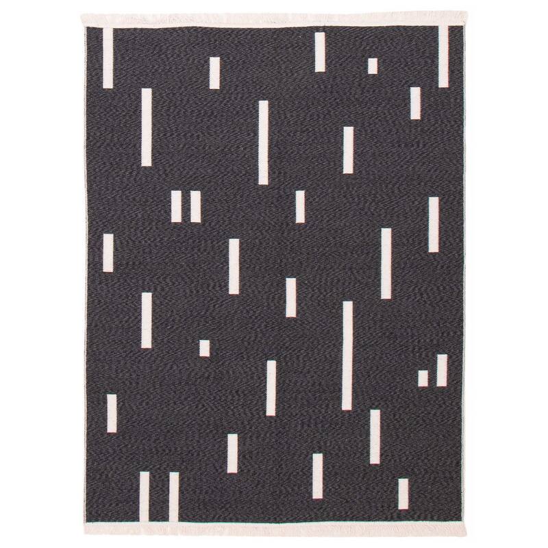 ECARPETGALLERY Flat-Weave Ankara III White Kilim - Black - 5'2 x 7'0