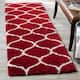 SAFAVIEH Hudson Shag Ogee Trellis 2-inch Thick Area Rug - 2'3" x 8' Runner - Red/Ivory