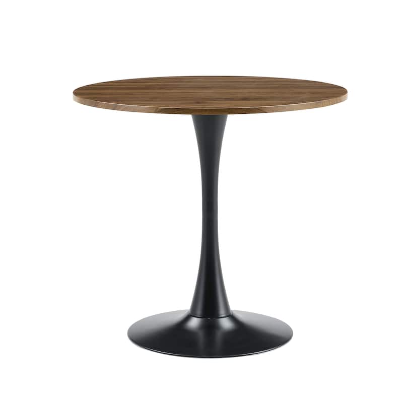 Round Dining Table, 31.5" Circle Tulip Table with Thickened Tabletop & Metal Pedestal, Mid Century Modern Bistro Table