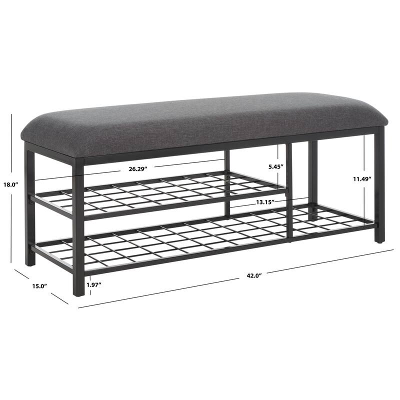 SAFAVIEH Yael Open Shelf Bench with Cushion - 42" W x 15" D x 18" H - 42Wx15Dx18H