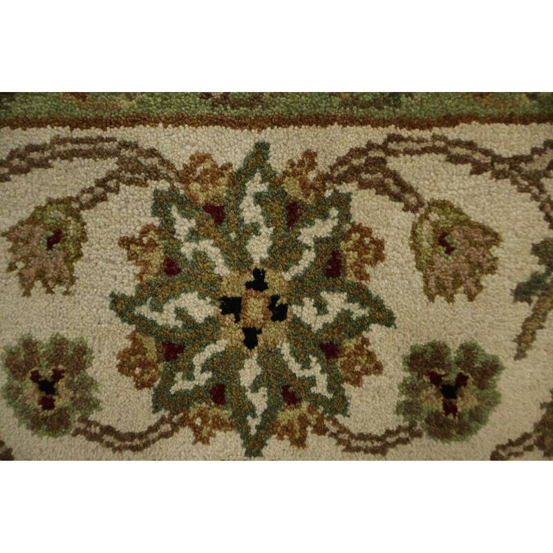 Hand Knotted Oriental 100% Wool Carpet Traditional All-Over Black Agra Area Rug - 6' 5'' X 4' 1''
