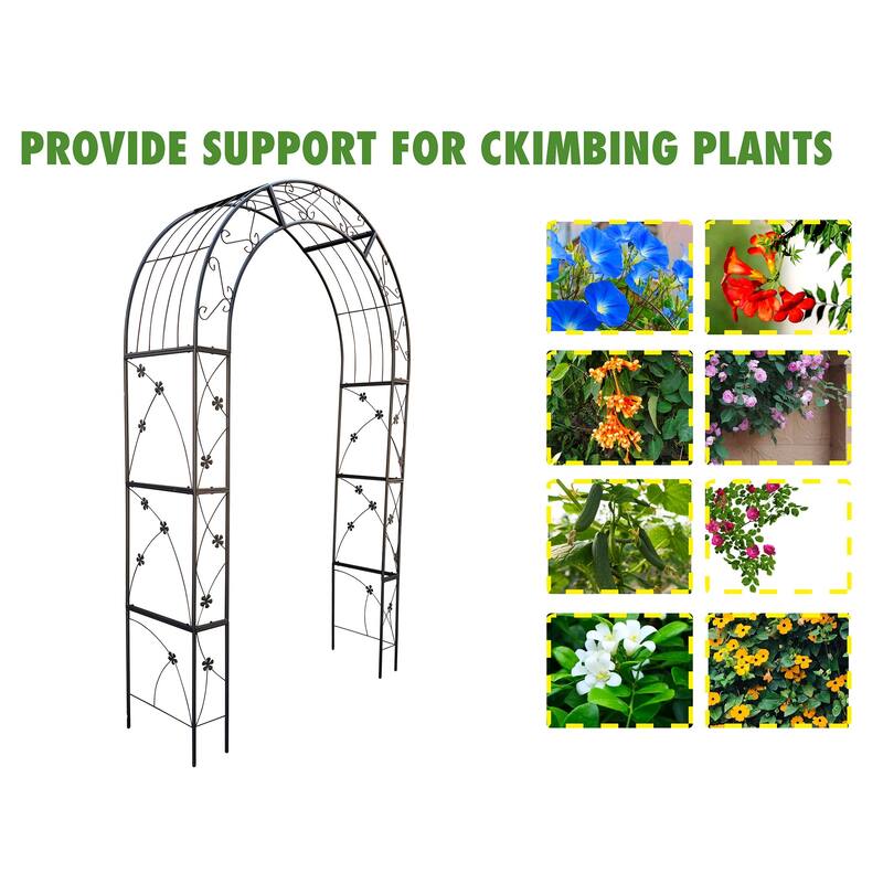 58'' x 19'' Metal Outdoor Garden Arch Trellis Climbing Plants Support