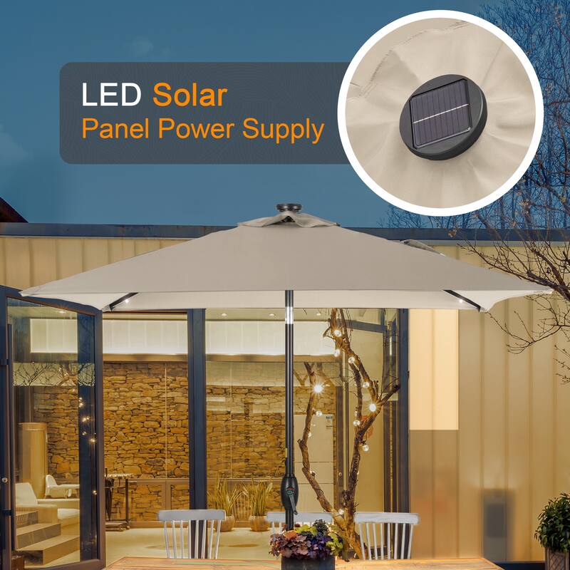 LIVOOSUN 6.5×6.5FT LED Square Patio Umbrella with UPF50+, Tilt Function, and Wind-Resistant Design——Experience Outdoor Comfort