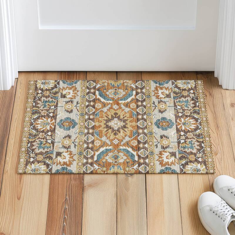 Machine Washable Indoor/ Outdoor Traditional Aspen Chantille Rug