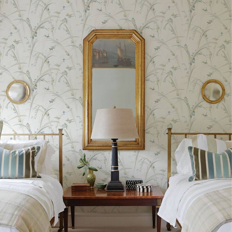 Flowers Walton Meadowlark Light Green Botanical 33' L X 20.5 W Wallpaper Roll