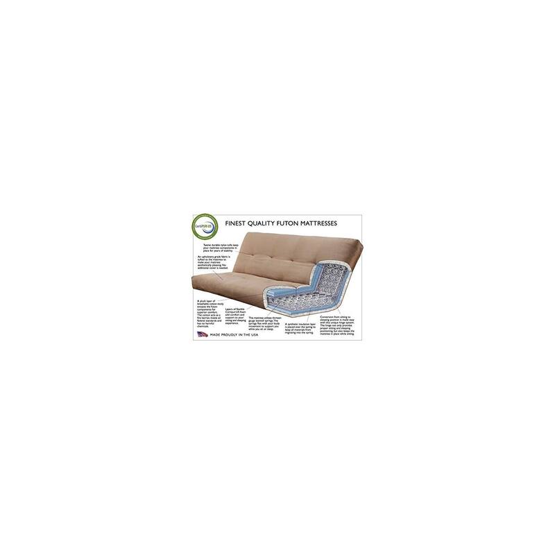 79 in. Antique White/Linen Aqua Linen Upholstered Full Size Futon Set with Mattress and Storage Drawers