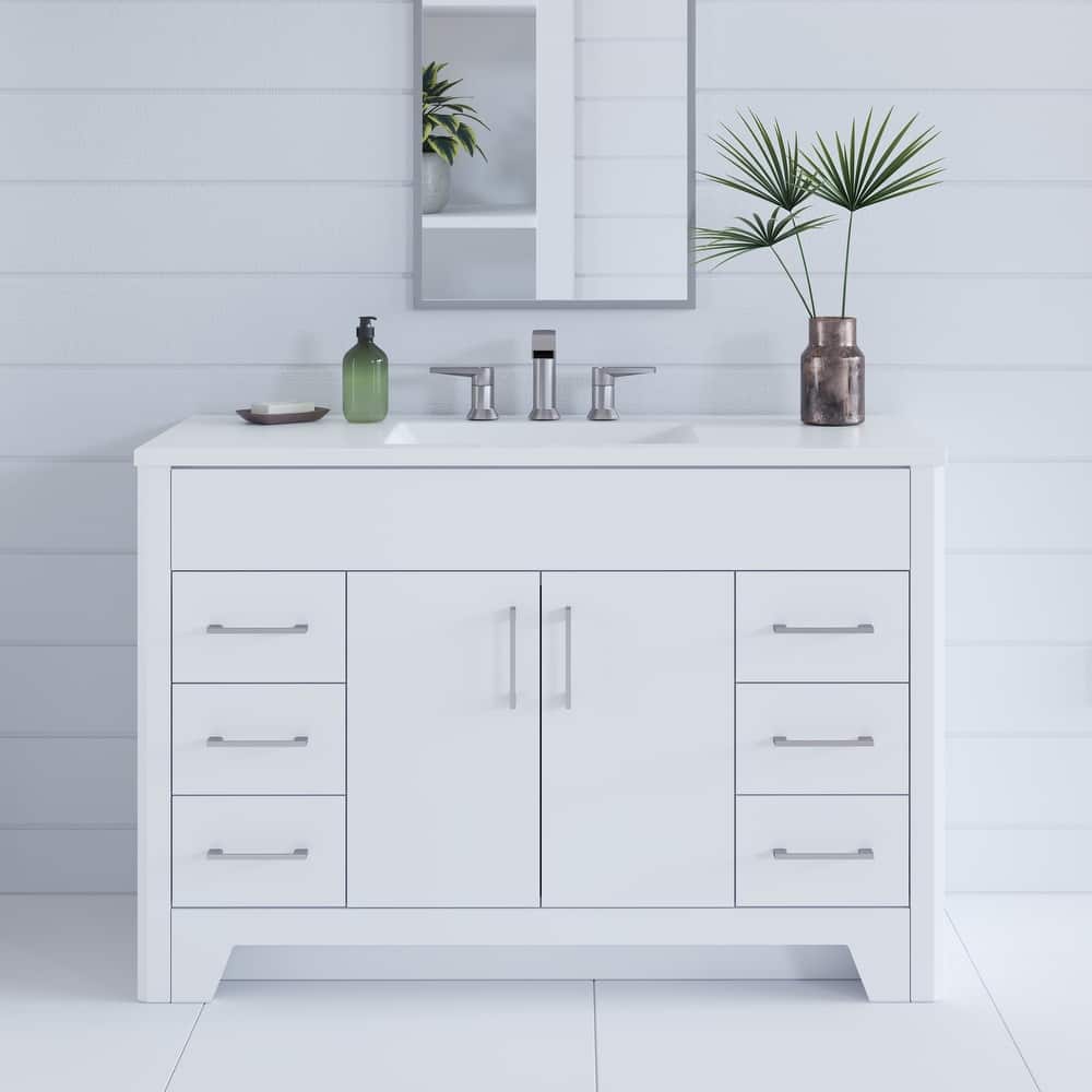 Spring Mill Cabinets Salil 48.5" Bathroom Vanity With Cabinet, 4 Drawers, and White Sink Top - 48.5 in.