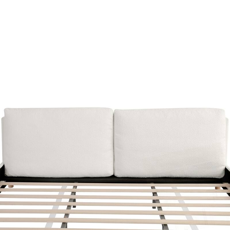Upholstered Platform Bed Boucle Fabric Bedroom Bed