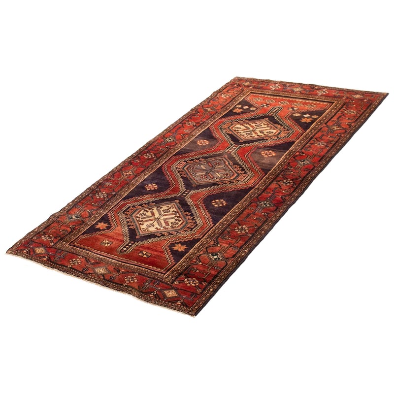 ECARPETGALLERY Hand-knotted Andelz Navy, Red Wool Rug - 4'4 x 8'4