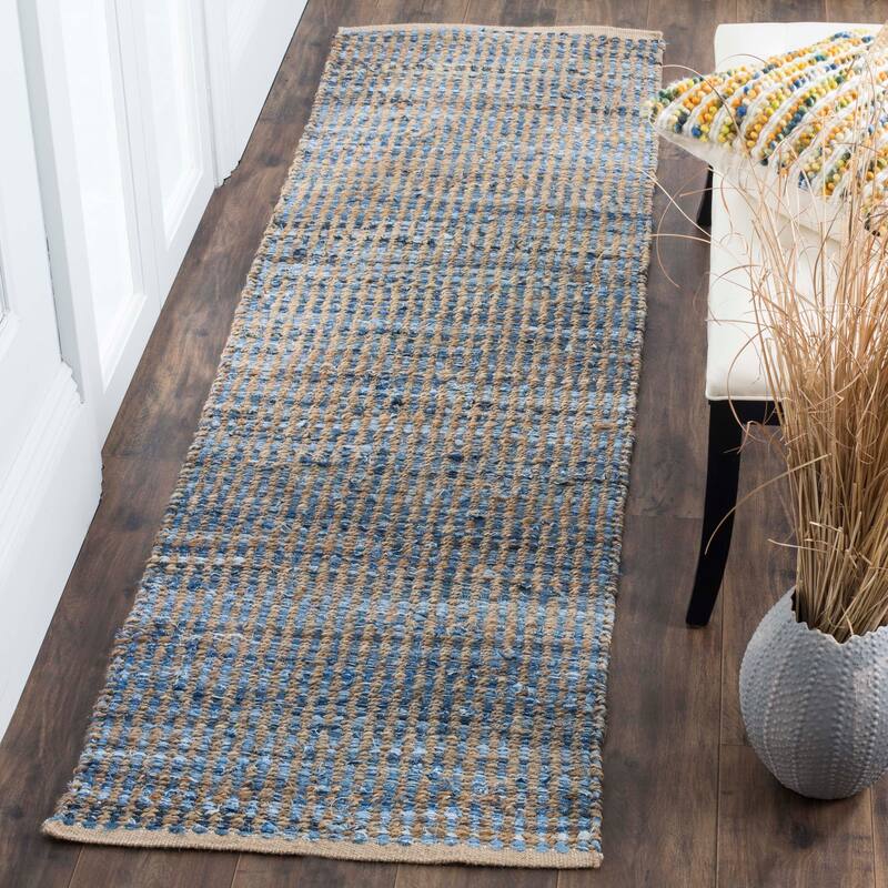 SAFAVIEH Handmade Cape Cod Arlena Coastal Jute Rug - 2'3" x 8' Runner - Natural/Blue