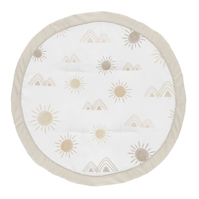 Sweet Jojo Designs Boho Desert Sun Taupe Baby Tummy Time Playmat Neutral Tan Beige Ivory Gold Cream Off White Bohemian Mountain