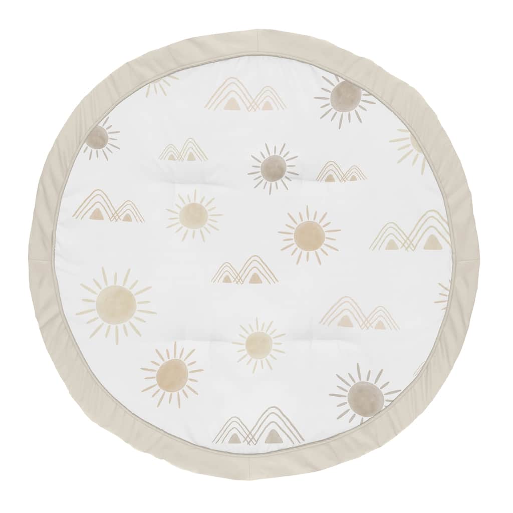 Sweet Jojo Designs Boho Desert Sun Taupe Baby Tummy Time Playmat Neutral Tan Beige Ivory Gold Cream Off White Bohemian Mountain