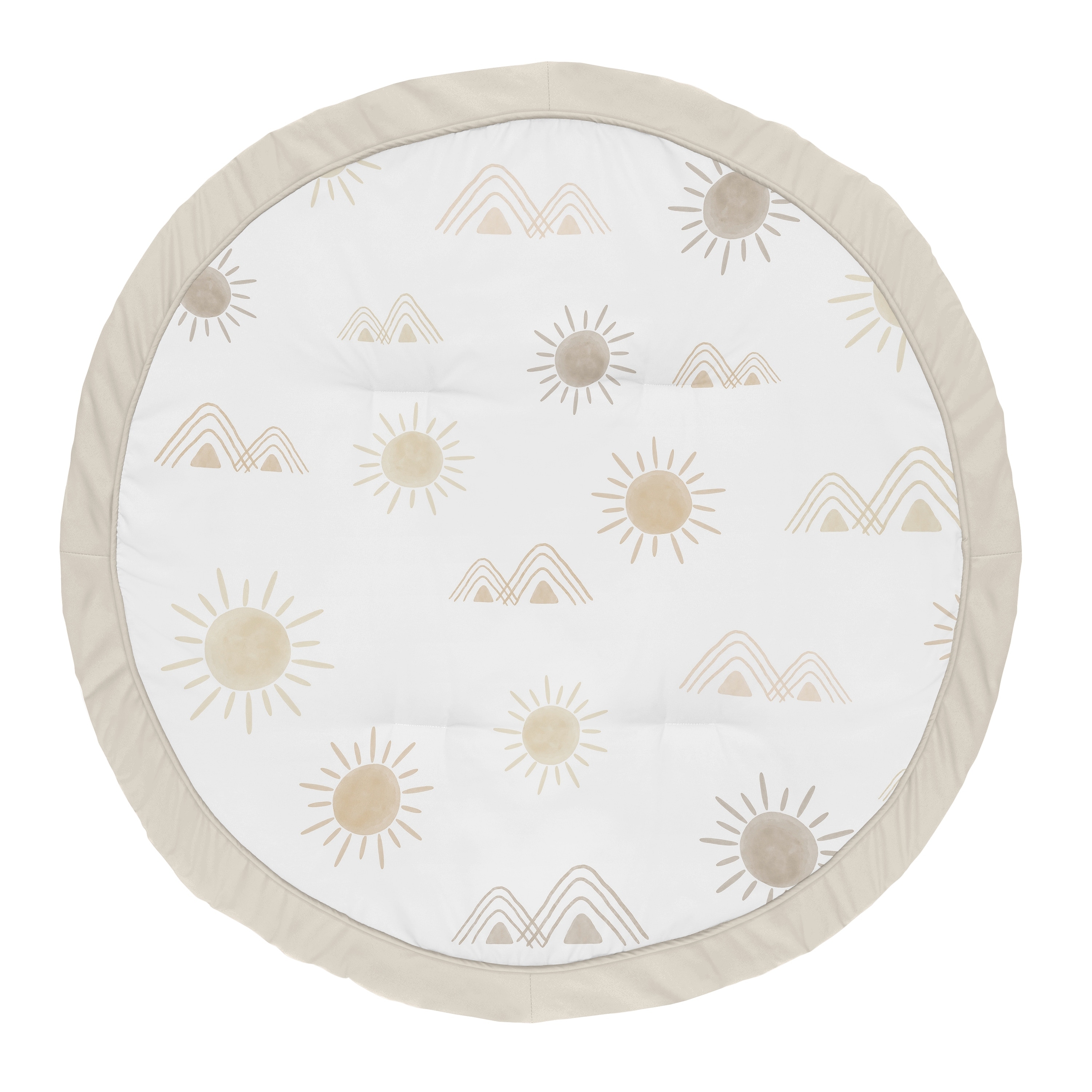 Sweet Jojo Designs Boho Desert Sun Taupe Baby Tummy Time Playmat Neutral Tan Beige Ivory Gold Cream Off White Bohemian Mountain