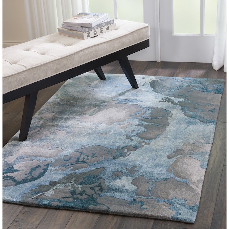 Nourison Hand-tufted Prismatic Abstract Contemporary Blue Grey Area Rug