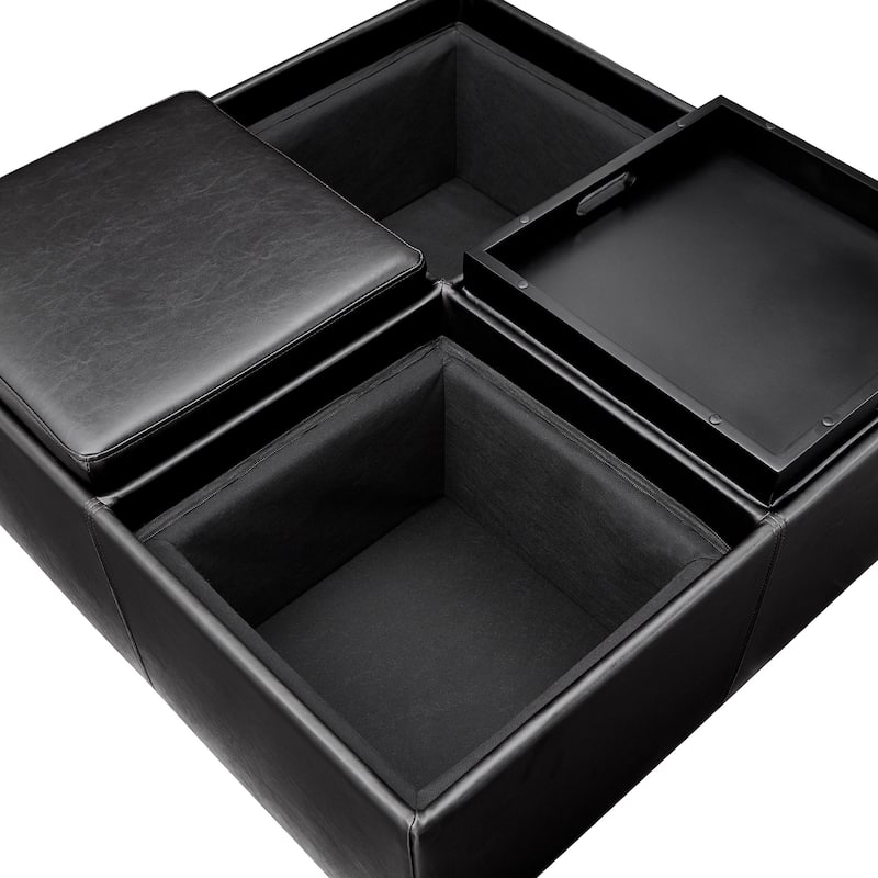 Montrose Faux Dark Brown Leather Storage Ottoman by iNSPIRE Q Classic