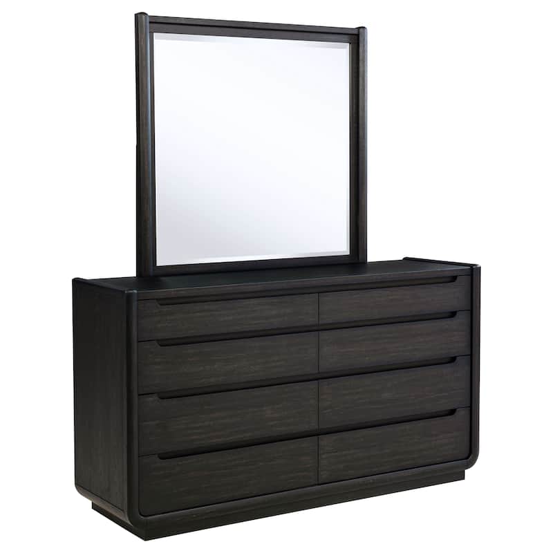 Leandro 8-drawer Bedroom Dresser with Mirror Burnished Black - Dresser with Mirror
