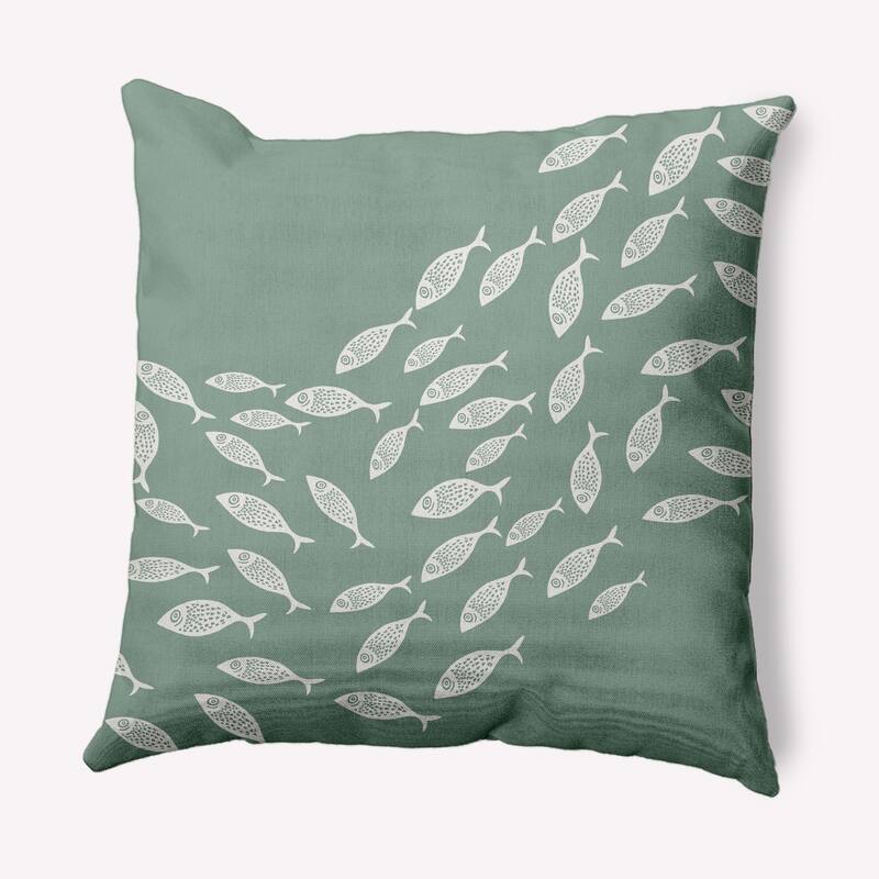 Escuela Nautical Indoor/Outdoor Throw Pillow - Sage - 18" x 18"