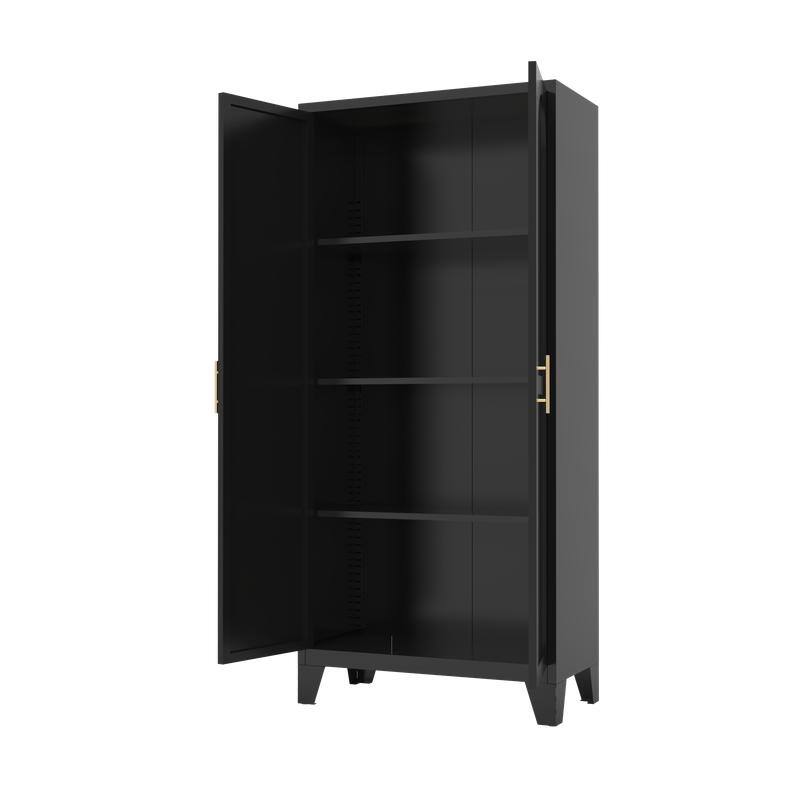 Two-Door Metal Storage Cabinet with Adjustable Shelves – Perfect for Bedroom, Living Room, or Kitchen‌