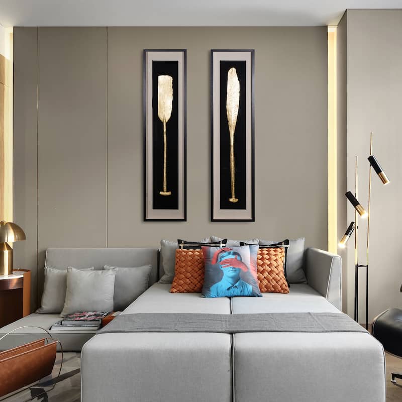 HUJI Golden Paddle Shadow Box Wall Décor Set