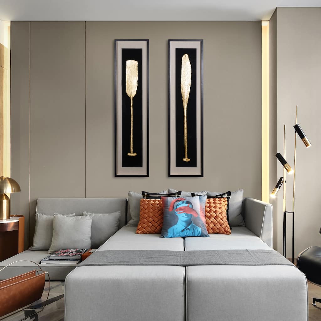 HUJI Golden Paddle Shadow Box Wall Décor Set