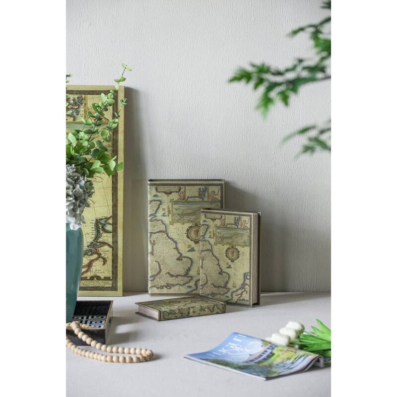 Map Book Storage Boxes - 13" - Green - Set of 3