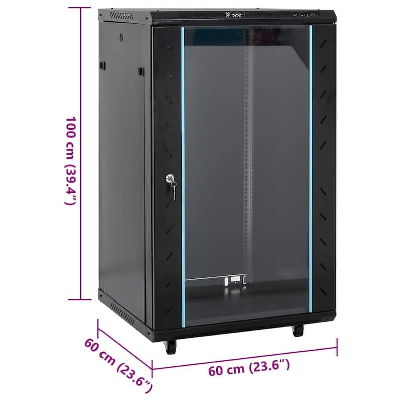vidaXL 15/18U Network Cabinet 19" IP20 Gray/Black 23.6" x 17.7/23.6" x 33.9/39.4"