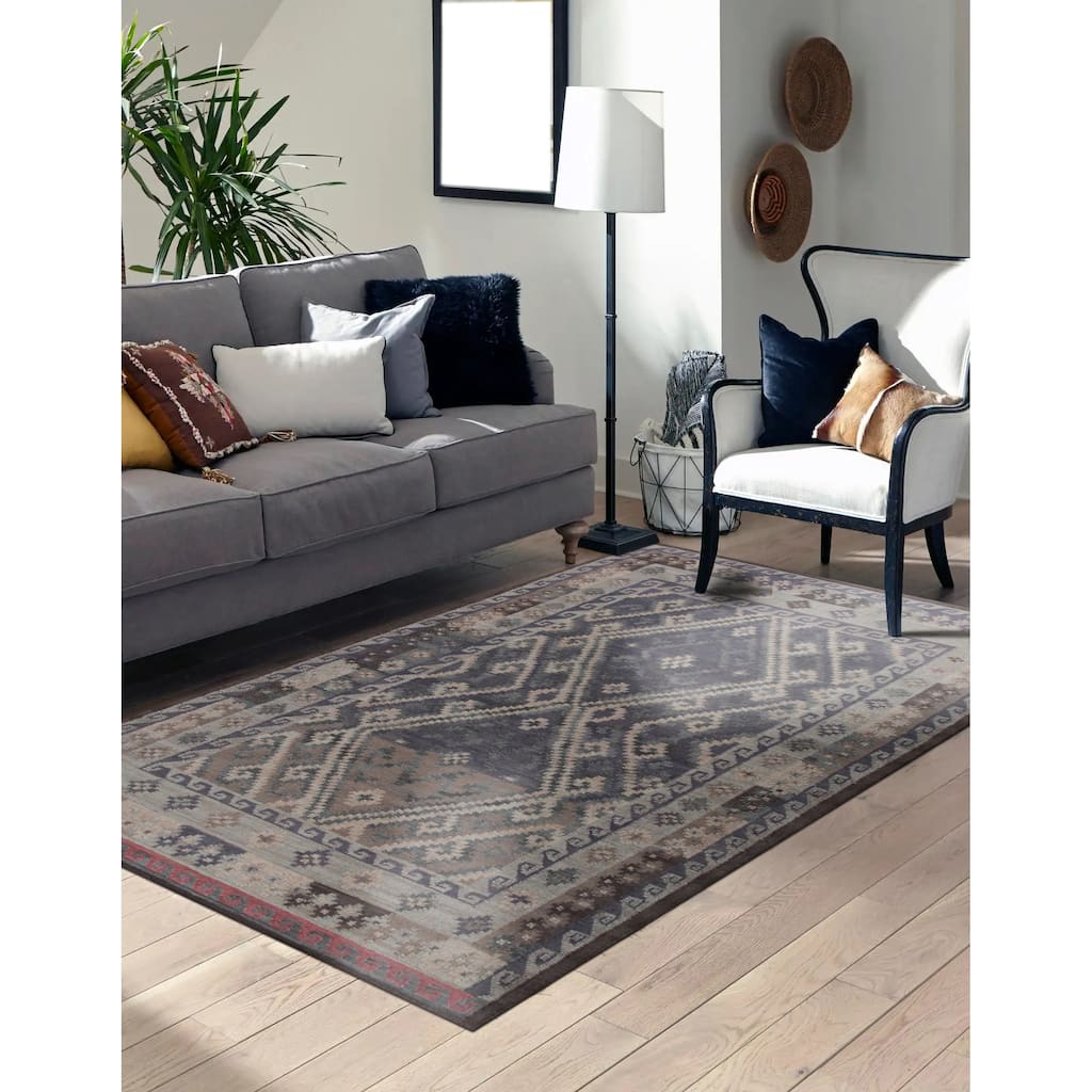 Brown Contemporary Floral Modern Knot Area Rug - 5' x 8'