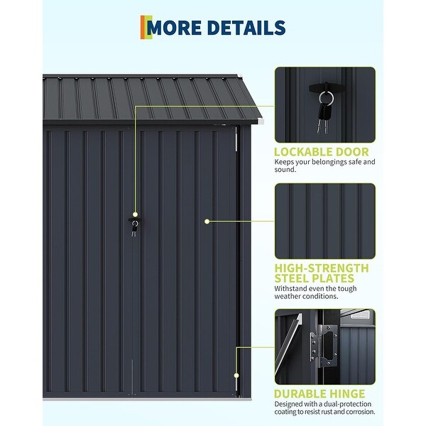 8' x 6'/12' x 10' Outdoor Metal Storage Shed with Windows and