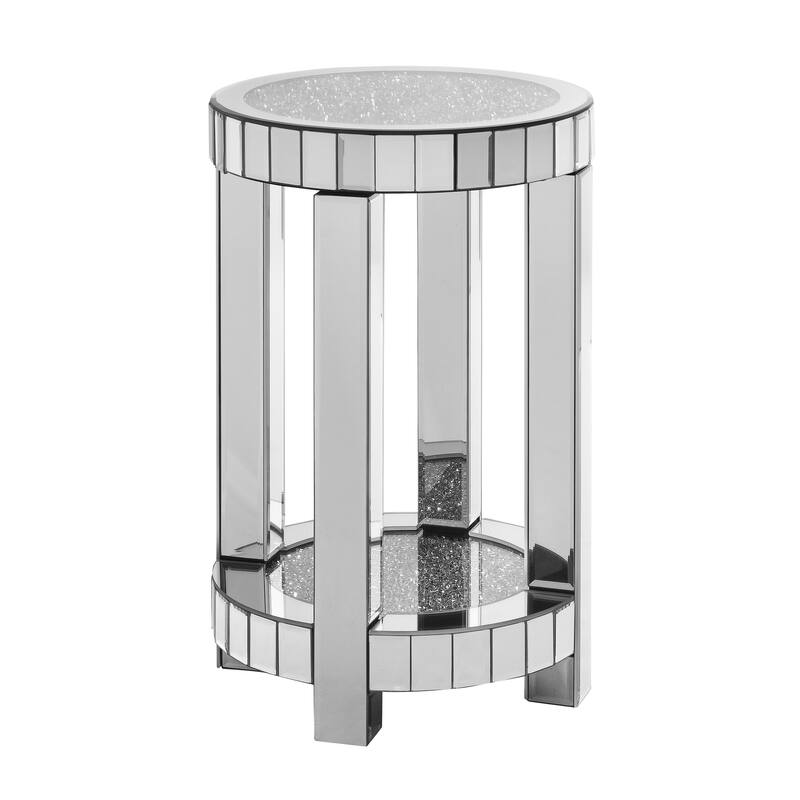 Mirror round table with crystal inlay