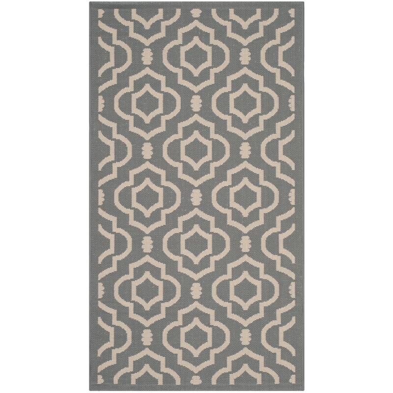 SAFAVIEH Courtyard Rheta Indoor/ Outdoor Waterproof Patio Backyard Rug - 2'7" x 5' - Anthracite/Beige
