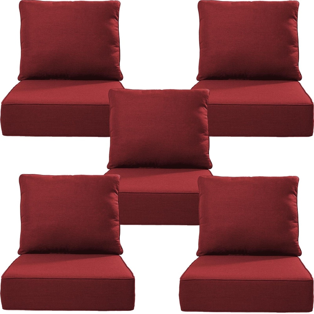 Luxury 6" Outdoor Cushions for Patio Furniture, 24x24x6 Cushion Set, Fade Resistant Replacement Cushions with Removable Cover