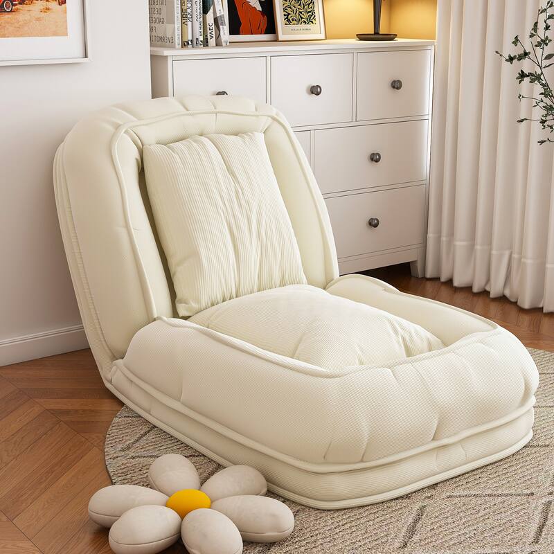 Rossetta Modern Foldable Adjustable Design Corduroy Lazy Bean Bag Chair with 2 Soft Pillows, Pets Friendly