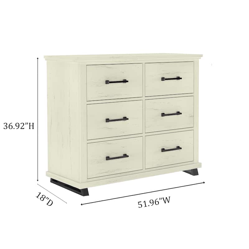 Spacious and Stylish 52" Extra-Wide 6-Drawer Dresser