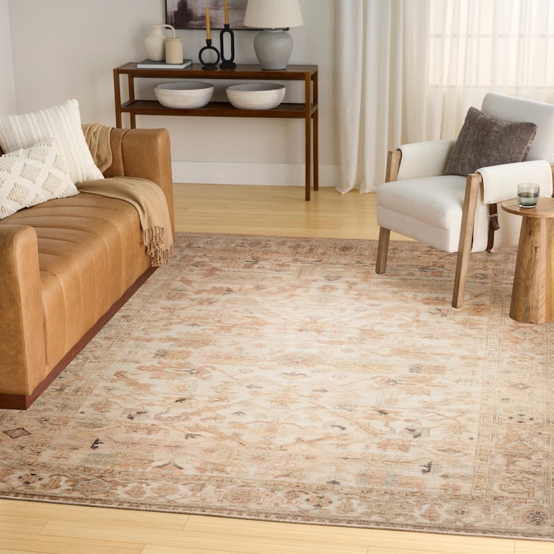Nourison Vintage Washables Indoor only Beige Persian Area Rug