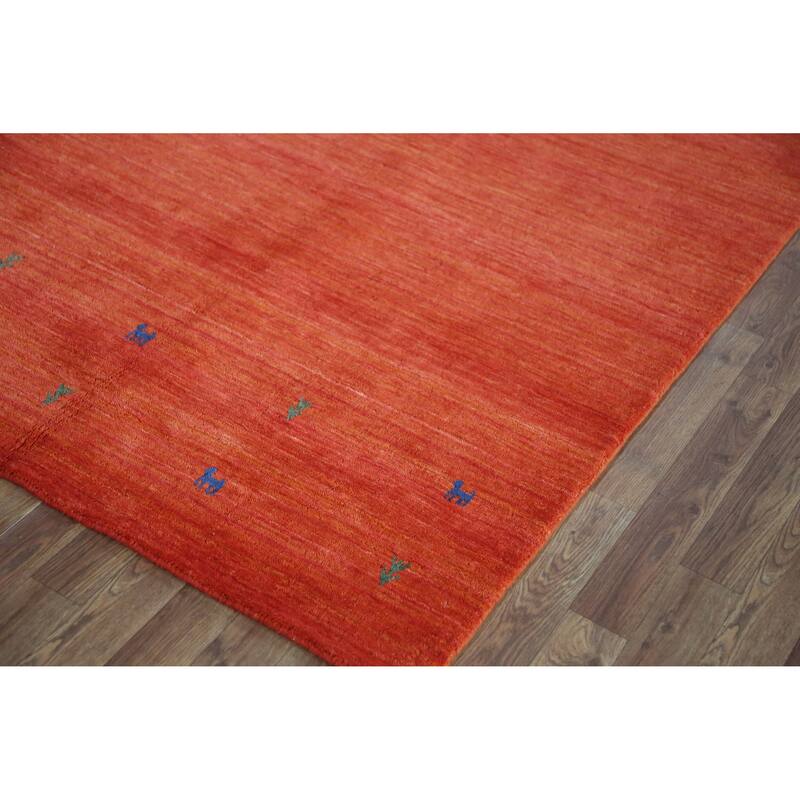 Hand Knotted Oriental 100% Wool Carpet Tribal Animal Pictorial Oranges & Rust Gabbeh Area Rug - 6' 6'' X 4' 6''